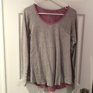 Lululemon pink & grey stripe sweatshirt